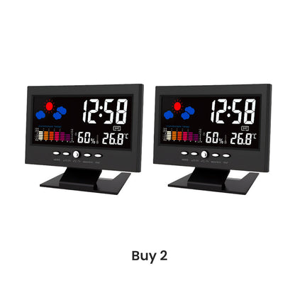 🔥Digital LED Temperature Humidity Monitor Weather Forecast LED Table Alarm Clock
