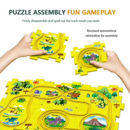 🎁[Best Gift For Kid]🚗Children's Educational Puzzle Track Car Play Set