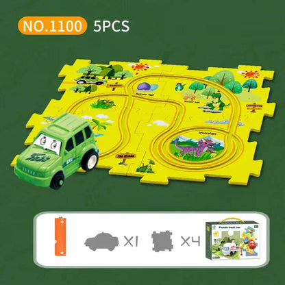 🎁[Best Gift For Kid]🚗Children's Educational Puzzle Track Car Play Set